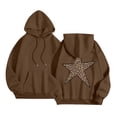 thumbnail image 4 of NinXxx Women's Star Print Leopard Hooded Sweatshirt Streetwear Pullover Brown M, 4 of 6