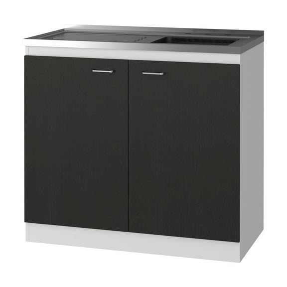 Plethoria Home Rectangle 2-Door Utility Sink and Cabinet Dark Walnut