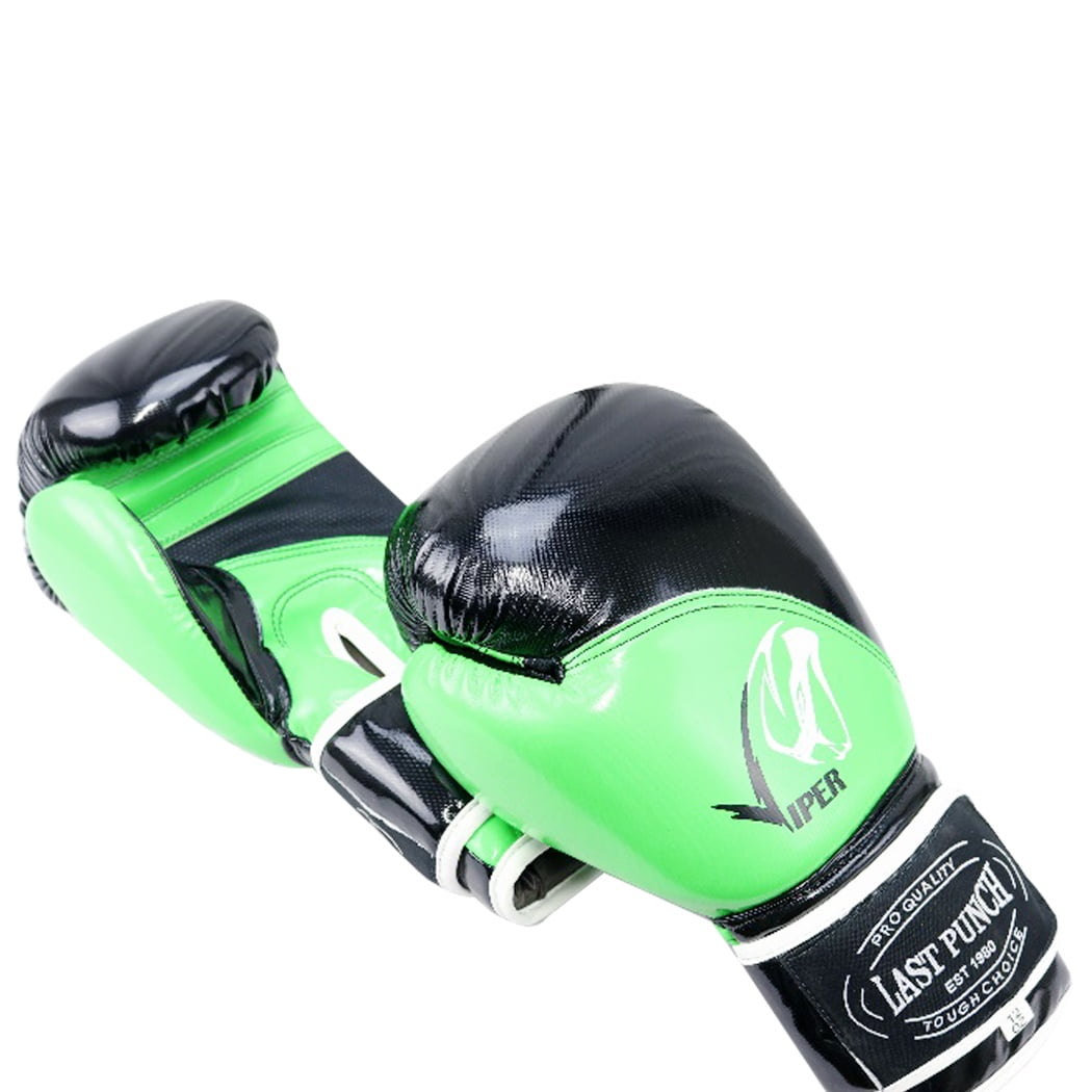 Shelter 9522-12 12 oz Last Punch Viper Boxing Gloves, Black & Green - Adult