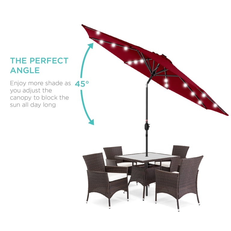 Best Choice Products 10ft Solar LED Lighted Patio Umbrella w/ Tilt  Adjustment, UV-Resistant Fabric - Red - Walmart.com