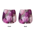 thumbnail image 6 of Uemuo Purple And Pink Tulip Bouquet Pattern Women's Athletic Shorts High Waisted Running Shorts with Liner Pockets Gym Elastic Workout Shorts-Medium, 6 of 9