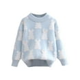 thumbnail image 1 of Chandail pour Bébé Fille Col Rond Manches Longues Imprimé Dessin Animé Pull Tricoté Automne Hiver Chandail en Molleton Bleu Clair, 1 of 4
