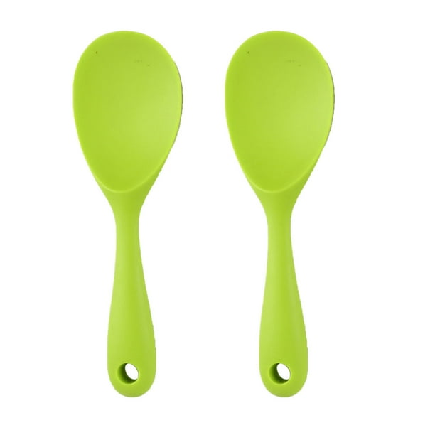 Yuarrent 2x cuchara de cocina antiadherente, amplias aplicaciones para varios platos, olla antiescaldado, cuchara de arroz Cocina y Comedor Verde
