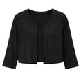 thumbnail image 3 of GZWYHT Women's 3/4 Sleeve Cropped Cardigan Open Front Lightweight Soft Knit Shrug Solid Color Bolero Dressy Casual Cover Up for Dresses Black L, 3 of 8