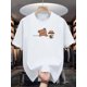 thumbnail image 2 of Camiseta informal de cuello redondo para hombre con estampado de té con leche y oso, ligeramente elástica, corte regular, manga corta de moda de verano para adultos, camisetas de ocio., 2 of 6