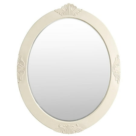 30 In. W X 38 In. H Framed Oval Beveled Edge Bathroom Vanity Mirror In Antique White