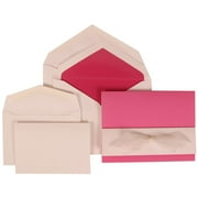 JAM Paper Wedding Invitation Combo Sets, 1 Small & 1 Large, Pink Card with Pink Lined Envelope and Pink and White Bow, 150/pack