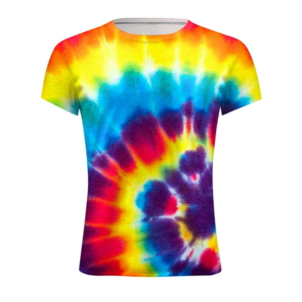 lcziwo Men's Short Sleeve T-Shirt 2024 Vintage Tie Dye Printed Tee