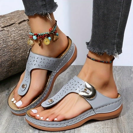 

Women s Comfortable Open Toe Beachwear Slippers Wedge Heeled Flip Flops Stylish Women s Straw Sandals Shoes