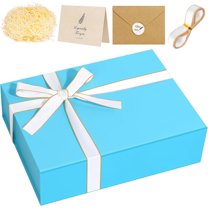 chalian Gift Box, 13 x 10 x 4 inch Large Blue Gift Box with Magnetic Lids for Birthday Gifts Contains Card, Ribbon, Shredded Paper Filler, Luxury Gifts Boxes for Groomsman Proposal Gifts