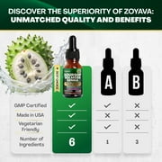 Soursop Leaves Extract Liquid Drops Supplement 1200 MG, Graviola, Sea Moss, Ashwagandha, Moringa, Black Cumin Seed, 6-in-1, Extra Strength for Daily Wellness, 60 Servings Mixed Berry Flavor