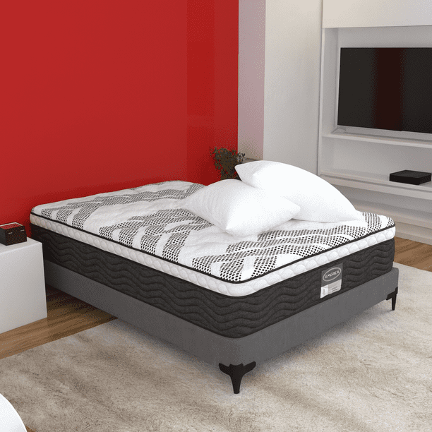 Altura 30 cm Mega Colchoneta America Colchón Matrimonial Ortopédico, Perfect Side + 2 Almohadas Basic