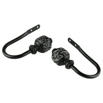 Home Window Decorative Tilly Finial Holdback (pair) - Black