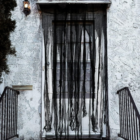 EBAOKUUP 4 Pcs Halloween Black Doorway Curtain- 65 x 39 Inch Creepy Door Curtain Decorations- Scary Spooky Cloth for Halloween Party Haunted House Decoration