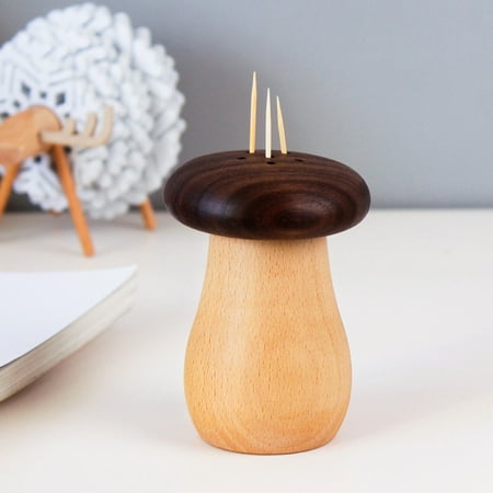 

Beech Wood Mushroom Shaped Toothpick Holder Brown Wooden Toothpick Box Creative Home Decor