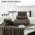 thumbnail image 6 of Kebury 8 Piece Bath Towel Set, 2 Oversize Bath Towels, 2 Hand Towels, 4 Washclothes, Soft Towel Quick Dry Highly Absorbent Shower Bathroom Towels Set Hotel Collection (Dark Brown), 6 of 8