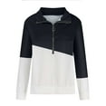 thumbnail image 4 of UAMVSH Sweatshirts for Women Basic Half Zipper Long Sleeve Tunic Pullover Trendy Fall Stand Neck Color Block Long Sleeve Tops(Large,Black), 4 of 6