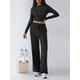 thumbnail image 4 of Conjunto Deportivo Y2K de Dos Piezas para Mujer, con Larga, Top Ajustado y Pantalones Anchos, Ideal para y Otoño Negro XL, 4 of 8