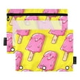 thumbnail image 2 of Ckdifva Pink Ice Cream Pencil Pouch 3 Ring Zipper Pencil Case Binder Pockets Clear Top Cosmetic Bag 2 Pack, 2 of 6