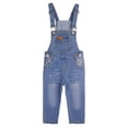 thumbnail image 1 of KIDSCOOL SPACE Little Boys Slim Fit Jeans,Ripped Bib Pocket Fashion Denim Overalls,Light Blue,4-5 Years, 1 of 7