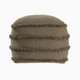 thumbnail image 6 of Ox Bay Undine Shag Striped Handmade Cotton Medium Square Pouf Ottoman, Brown, 18" x 18" x 14", 6 of 6