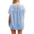 thumbnail image 2 of High Waist Women Short Sleeve Solid A-line Loose Blouse Tops, 2 of 6