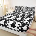 thumbnail image 4 of Manfei Checkerboard Spooky Ghost Queen Sheets 4 Pieces, Happy Halloween Queen Sheet Sets, Black White,1 Fitted Sheet, 1 Flat Sheet and 2 Pillowcases, 4 of 5
