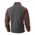 thumbnail image 5 of KHONTS Men's Quarter Sweatshirt Zip Quilted Long Sleeve Tee Stand Collar Color Block Pullover Tops Brown XL, 5 of 9