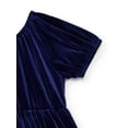 thumbnail image 6 of Wonder Nation Toddler Girls Tiered Velvet Dress with Puff Sleeves, Sizes 12M-5T, 6 of 9