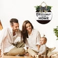 thumbnail image 4 of Eveokoki 12" Welcome to Our Home Signs for Front Door Farmhouse Porch ，Rustic Round Wooden Hanging Wreaths for Housewarming Gift Home Decoration Outdoor Indoor Wall Decor, 4 of 5