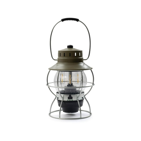 Barebones Railroad Lantern - Linternas de camping con batería recargable - Luces al aire libre con inspiración de linterna vintage (verde oliva)