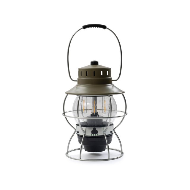 Barebones Railroad Lantern - Linternas de camping con batería recargable - Luces al aire libre con inspiración de linterna vintage (verde oliva)