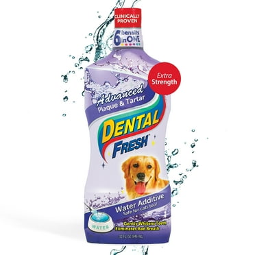 Dental Fresh Advanced Plaque and Tartar Water Additive for Cats & Dogs, 32oz – Dog Teeth Cleaning