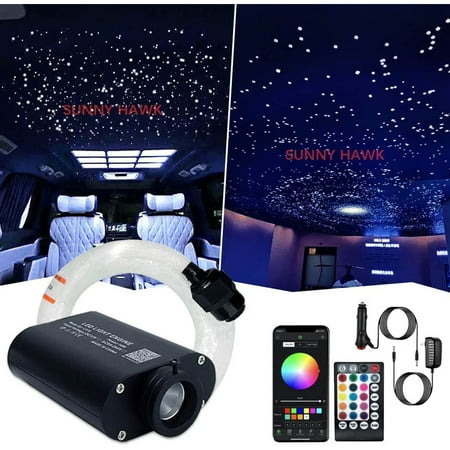 

New Upgraded 16W Fiber Optic Light Star Ceiling Light Kit for Car or Home Bluetooth Application/28 Key Remote Control Music Mode Star Ceiling Light Kit 450Pcs 0.03In 9.8Ft