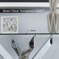 thumbnail image 3 of Modern Style Console Table Narrow Sofa Table with Tempered Glass Top and Metal Tubular Legs, 45" Lx18 Wx30 H, Silver, 3 of 8