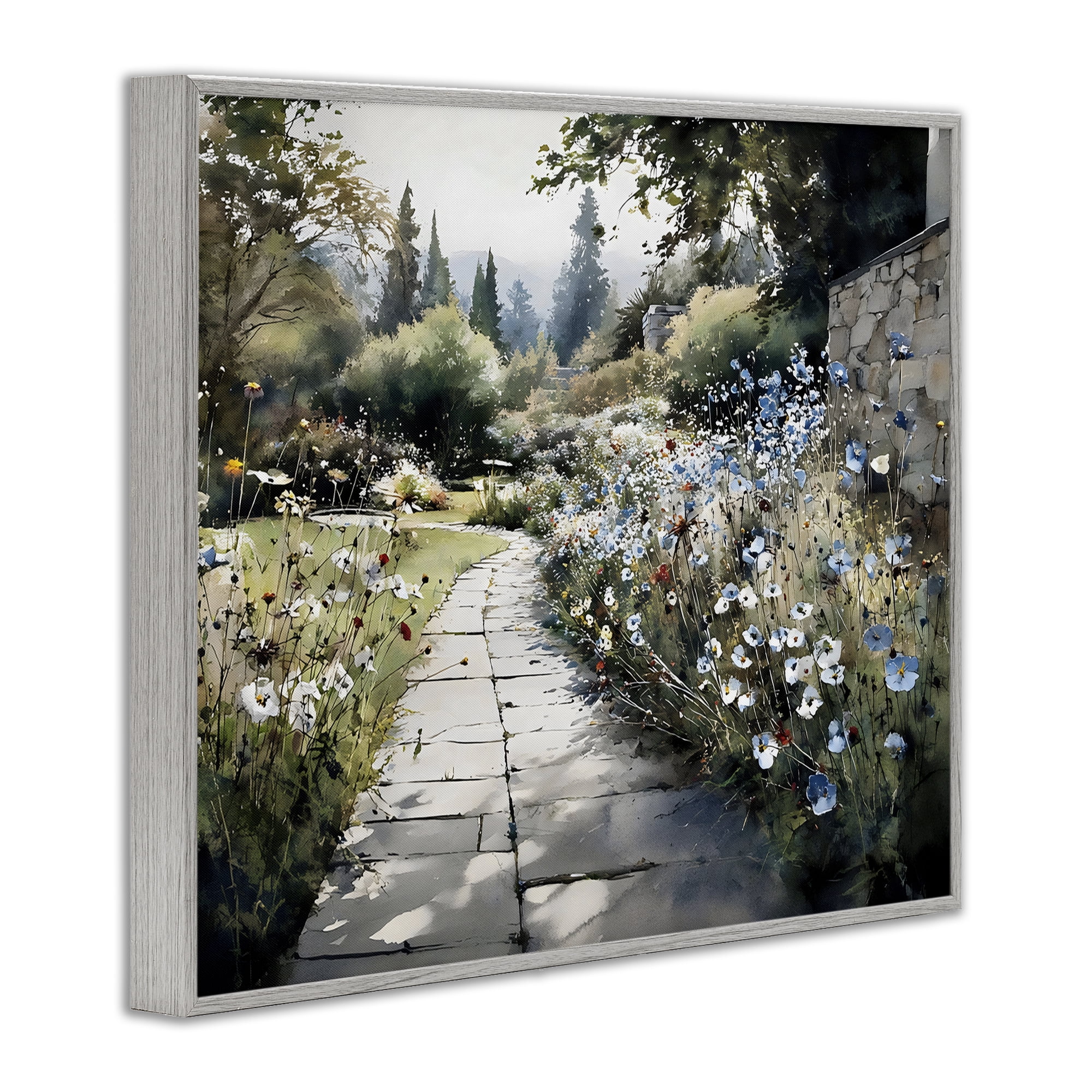 Stupell Industries Garden Pathway in Summer Light Gray Framed Giclee Art, design by Franklyn Gregory