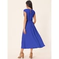 thumbnail image 4 of Unique Bargains Women's Sleeveless Wrap V Neck Flowy Ruffle Pleated Midi Dress with Belt XL Blue, 4 of 6