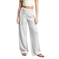 thumbnail image 4 of Yuncity Girls Casual Sweatpants High Waist Drawstring Long Pants Elastic Waistband Comfy School Pants Size White, 4 of 6