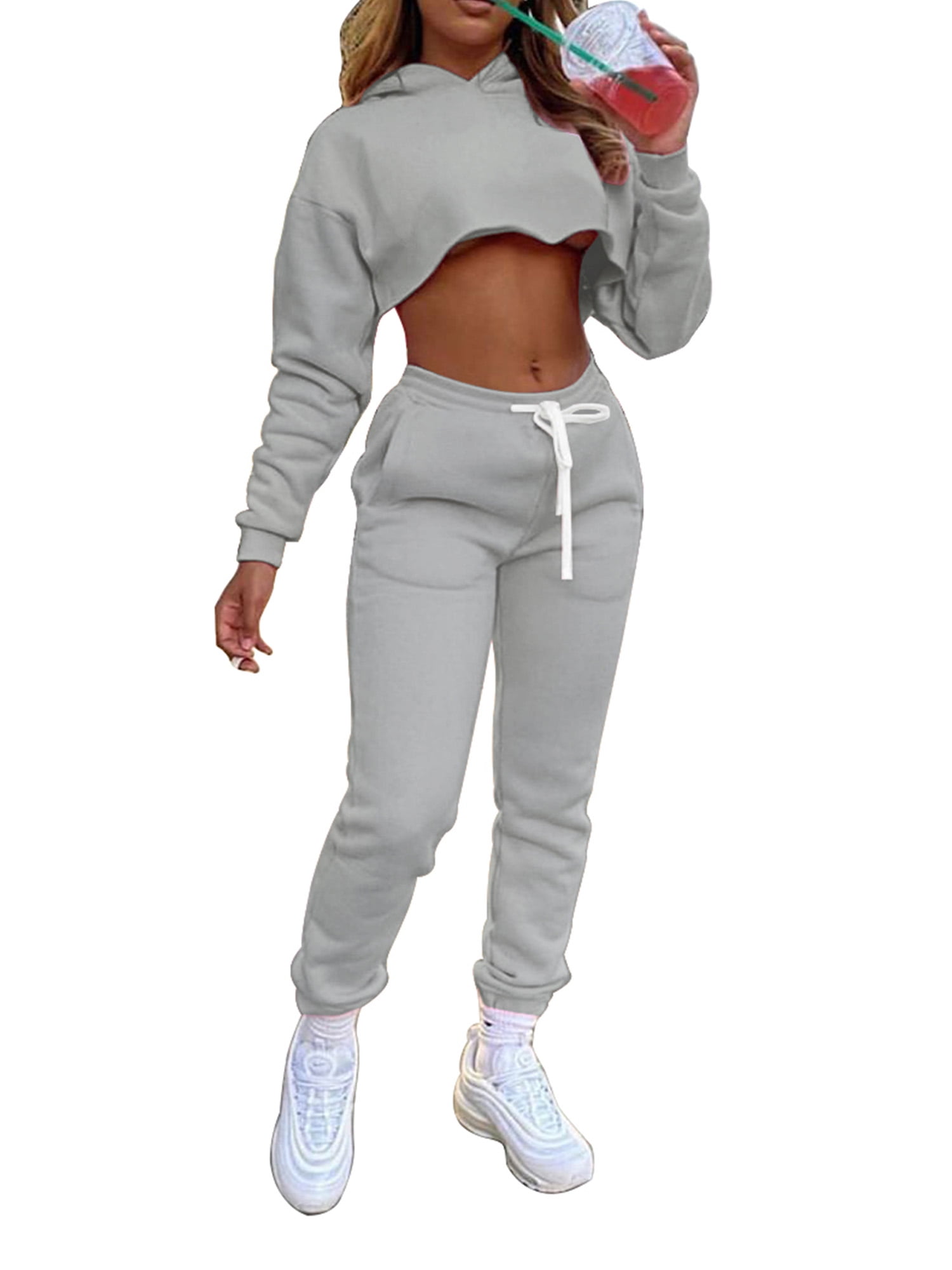 Outfit Long Sleeve Hoodie Crop Tops 