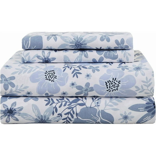 Floral Queen Sheets Soft Breathable Microfiber Vintage Printed Bed Sheet Set Deep Pocket Fitted Sheet Included Flower Pattern