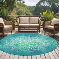 thumbnail image 4 of Round Rug 7Ft Washable Non-Slip, Turquoise Boho Circle Area Rugs for Living Room Bedroom, Oriental Abstract Motifs Traditional Bohemian Indoor Floor Mats Carpet Runner for Home Decor Aesthetic, 4 of 8