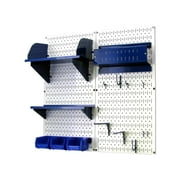 Wall Control Pegboard Hobby Craft Pegboard Organizer Storage Kit with White Pegboard and Blue Accessories