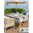 thumbnail image 4 of Outdoor Tablecloth with Umbrella Hole and Zipper, Beige Christmas Rectangle Table Cloth 60x84 Inch Waterproof Tablecloth, Xmas Tree Snowman Bear Snowfall Plaid Picnic Table Cover for Patio Camping, 4 of 7