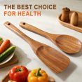 thumbnail image 4 of ACMETOP Wooden Cooking Utensils Set – 2 Pcs Teak Wood Spoons for Nonstick Cookware, Including Rice Scooper & Soup Ladle – Heat Resistant & BPA-Free, 4 of 9