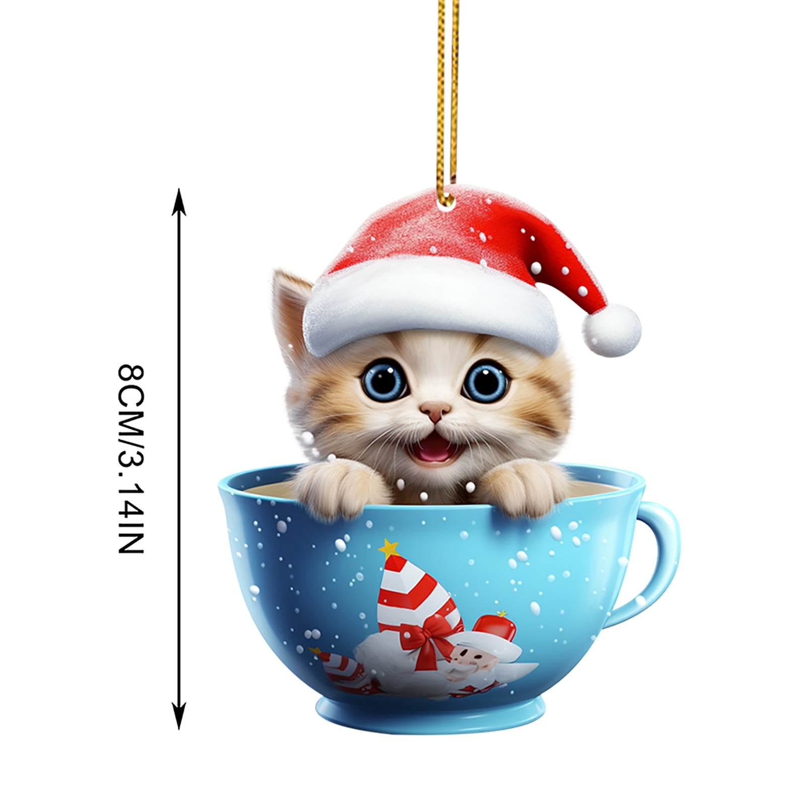 10 Pendentifs Chat Sapin De Noël - Décorations Acryliques Mignonnes, Avec Corde, Pour Sapin Et Déco