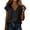 Black, variant on Women's V-Neck Short Sleeve Top, Casual Cotton Linen Wrap Blouse, Relaxed Fit Crossover Summer Shirt, Breathable Solid Pullover