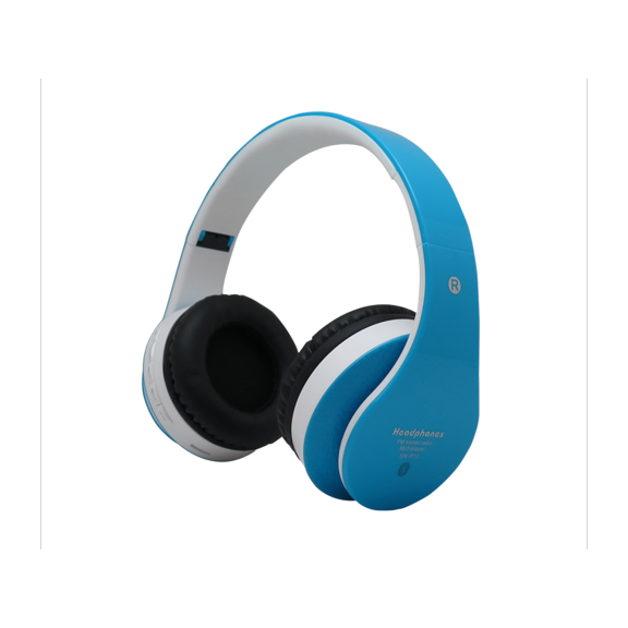 Head-mounted Bluetooth 4.0 Headphones,Wireless Stereo Headset with Deep Bass, Foldable & Lightweight, Perfect for Cell Phone/TV/ PC and Travelling Sports Running music headset(White/Blue)