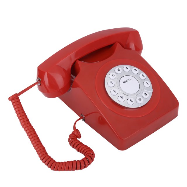 Teléfono Antiguo, teléfono con Cable Retro Europeo para el hogar, Llamada de Alta definición, Gran botón Transparente, teléfono Fijo Antiguo(Rojo) Partes Electronicas Octpeak No
