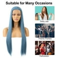 thumbnail image 6 of Unique Bargains Lace Front Wigs for Women 24" Sea Blue Long Straight Hair with Wig Cap, 6 of 6