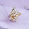 thumbnail image 3 of Silver & Stone Jewels Trendy 14K Yellow Gold Finish Marquise Cut Lab Created Fire Opal Flower Cluster Ring, 3 of 5